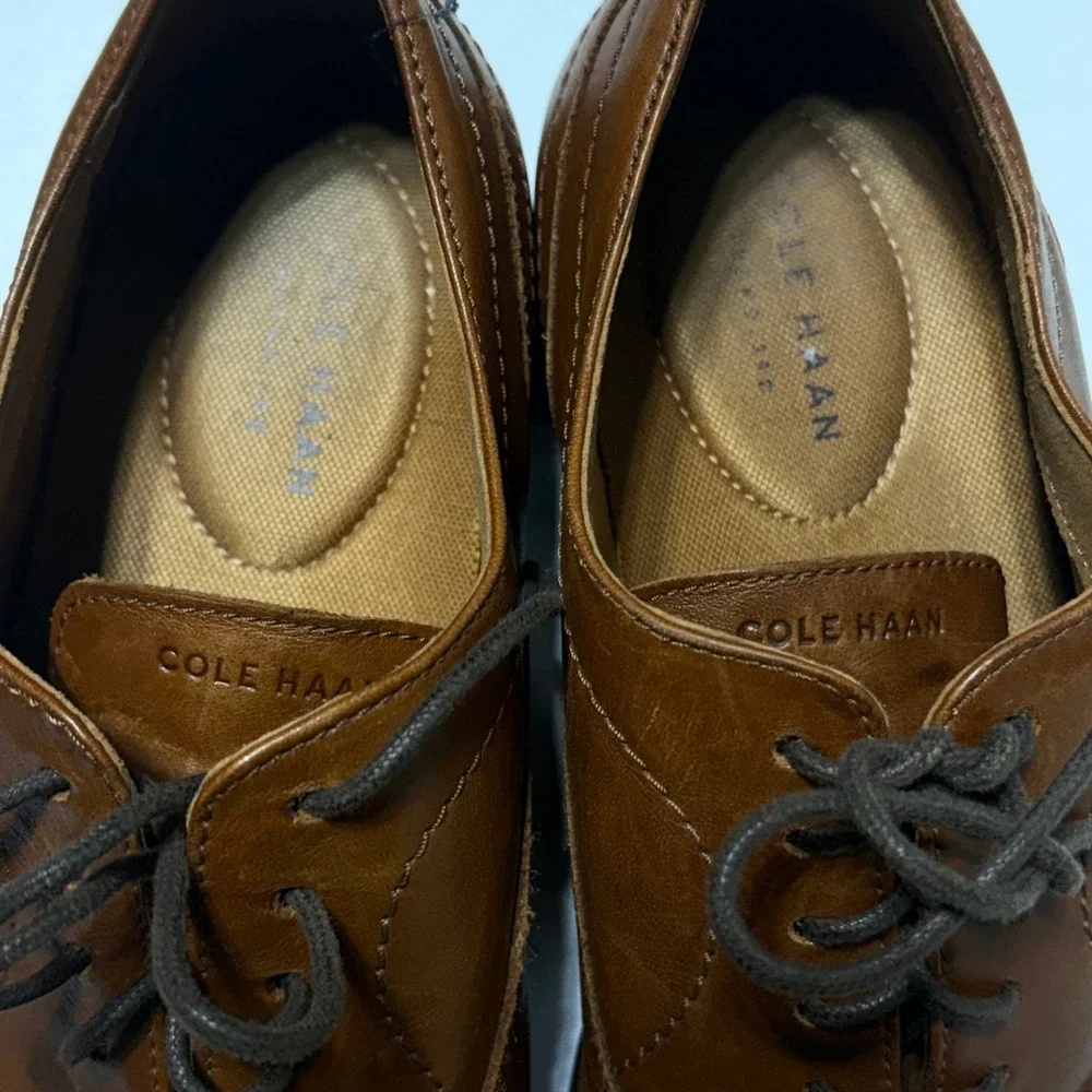 Cole Haan Grand.OS Cap Toe Oxford Mens 9.5 Brown Leather Dress Shoes Business